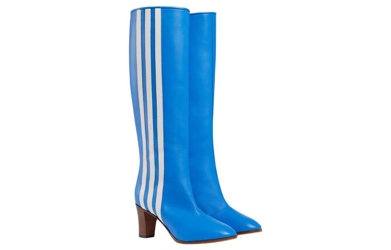 (W) adidas Gucci 73mm Knee-High Boots Bright Blue Leather 圖 3