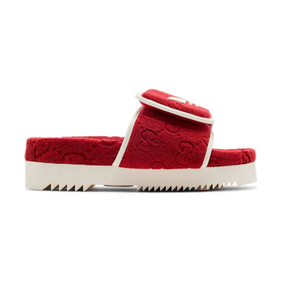 (W) Adidas Gucci GG Platform Sandal 'Red Cotton Sponge'