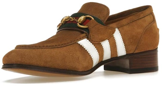 adidas originals x GUCCI古馳 絨面 馬嚼環 粗跟 樂福鞋 女款 淺棕色 Lookbook adidas originals x GUCCI古馳 絨面 馬嚼環 粗跟 樂福鞋 女款 淺棕色