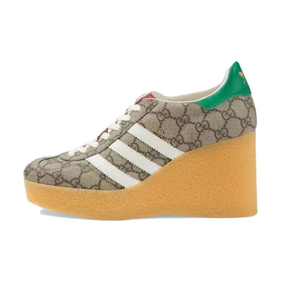 (W) Adidas Gucci Wedge Gazelle 'Beige GG Monogram'