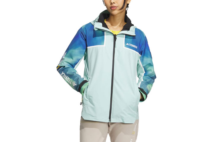(Women) adidas National Geographic Rain Rdy Outdoor Jacket Waterproof Windproof Teal IL8984 圖 2