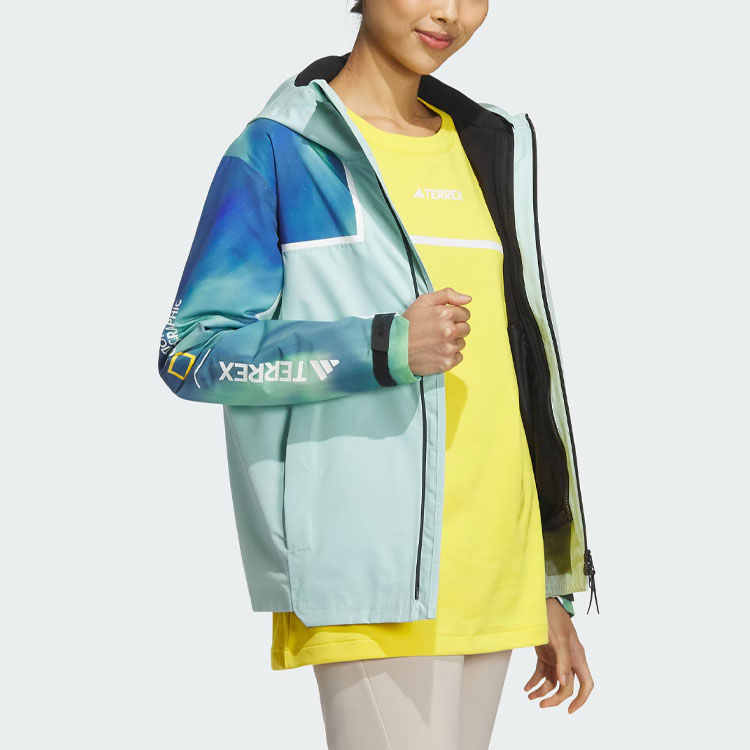 (Women) adidas National Geographic Rain Rdy Outdoor Jacket Waterproof Windproof Teal IL8984 圖 7
