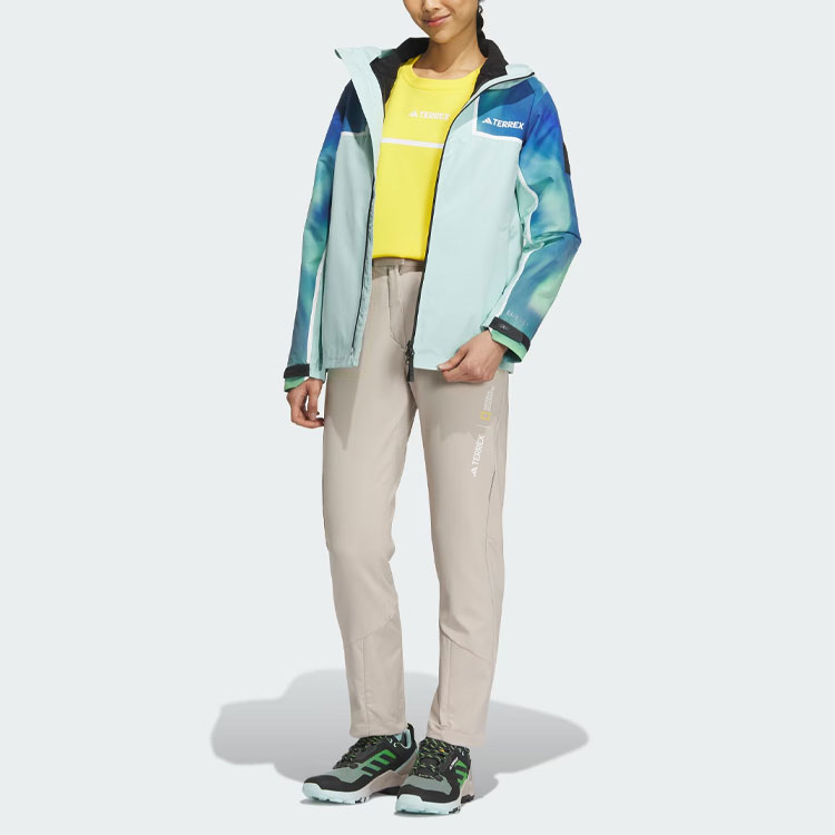 (Women) adidas National Geographic Rain Rdy Outdoor Jacket Waterproof Windproof Teal IL8984 圖 8