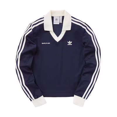 (Women) adidas Sporty & Rich Retro Stripe Logo Long Sleeve Tee Black SS23. IN5248