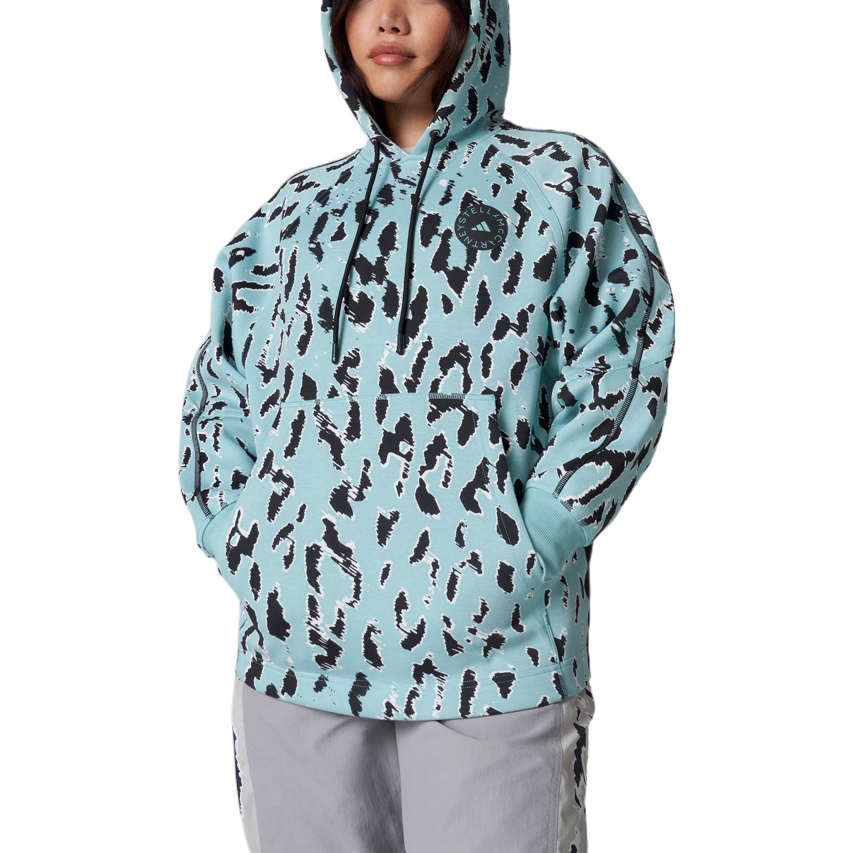 Shop (Women) adidas x Stella McCartney  All-Over Print Hoodie Mint Green Casualwear HA8909