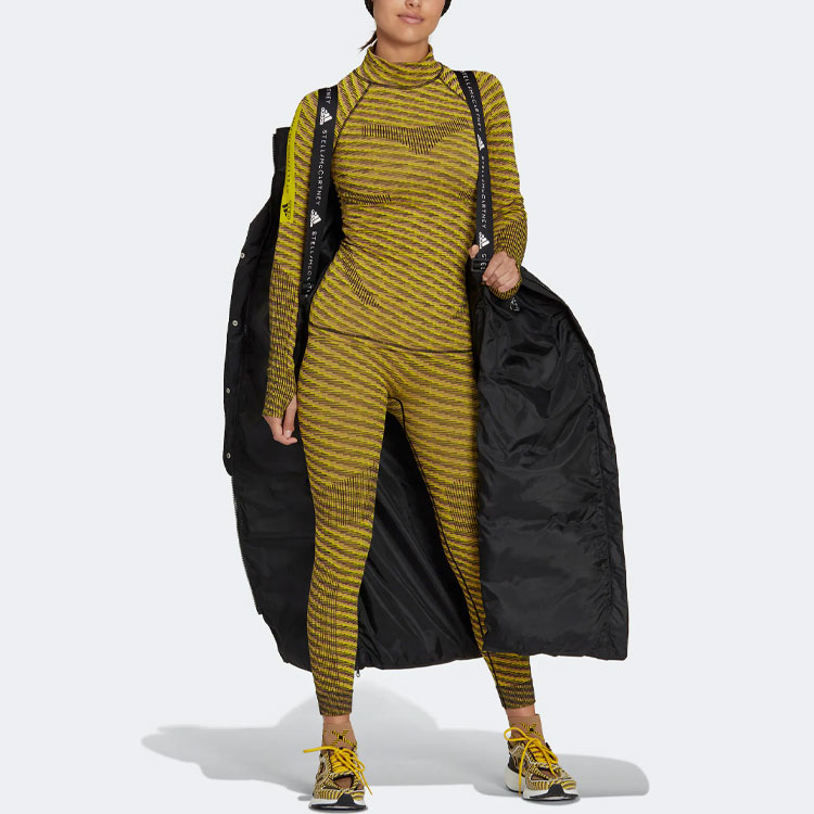 Purchase (W) adidas x Stella McCartney Abrigo Largo Negro con Estampado de Logo en el Bolsillo HI6082