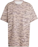 (Women) adidas x Stella McCartney Animal Print Loose Fit T-Shirt in Shadow Khaki. IN3630