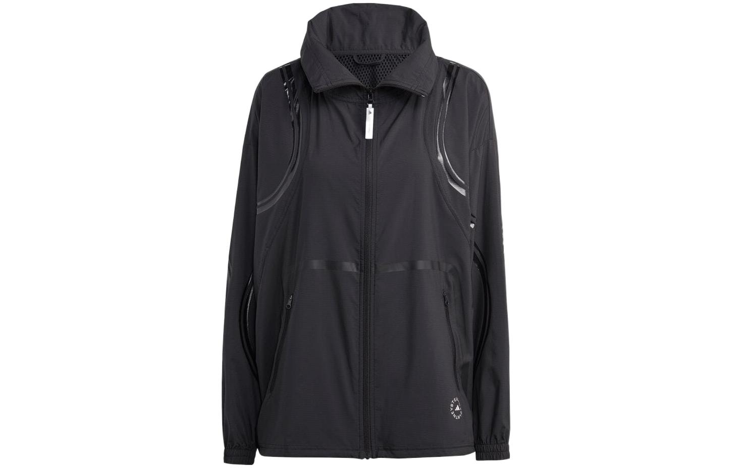 (Women) adidas Stella McCartney Black Colorblock Striped Utility Jacket HR2212