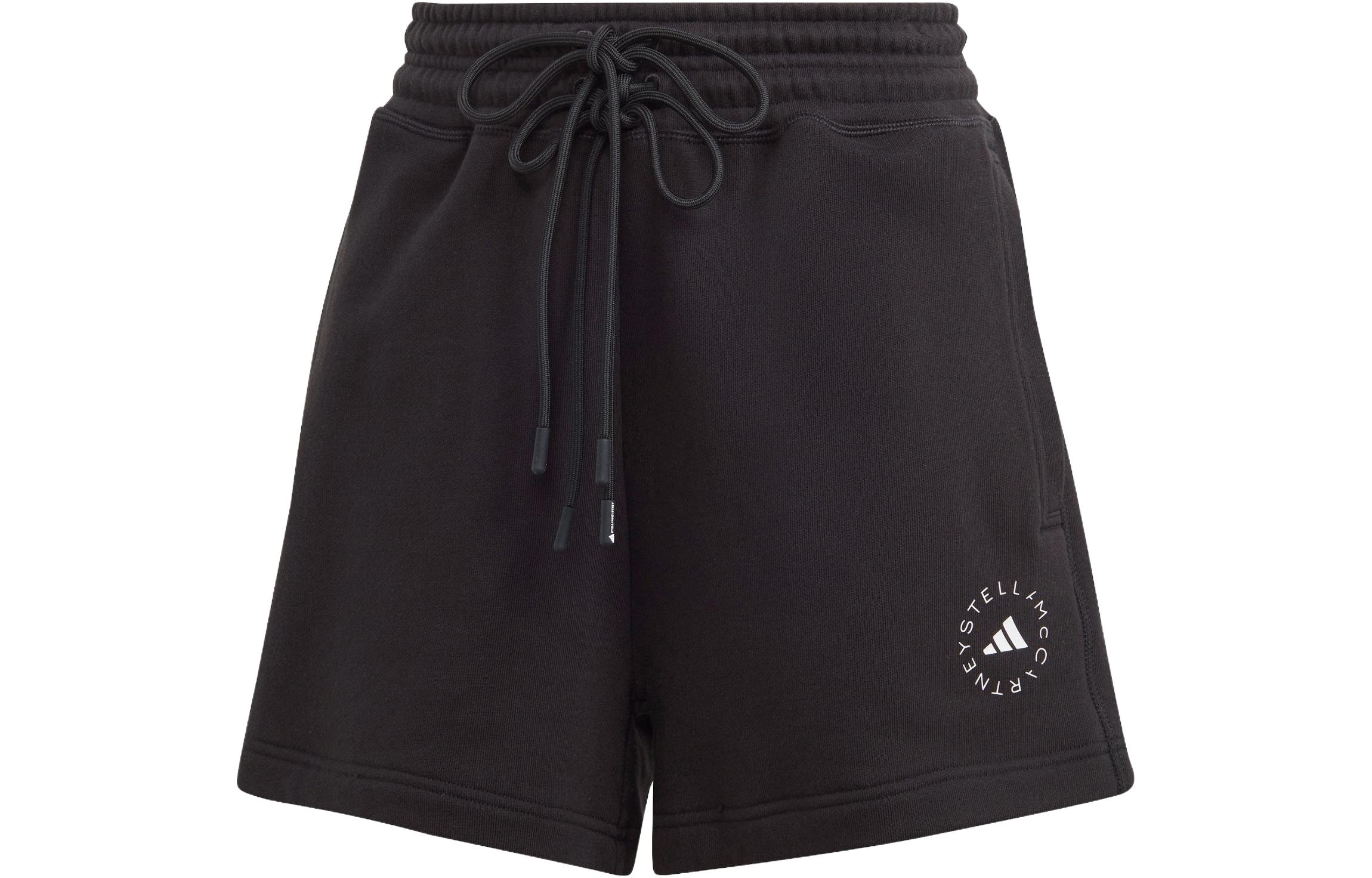 (Women) adidas x Stella McCartney Black Drawstring Shorts with Logo Detailing IK9093