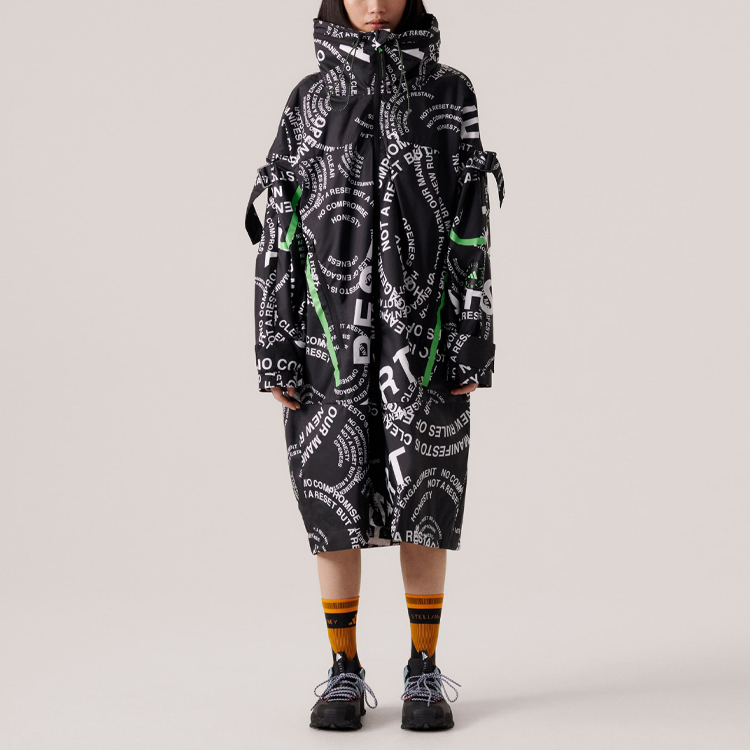 (Women) adidas Stella McCartney Black Logo Print Hooded Jacket HT1099 圖 4