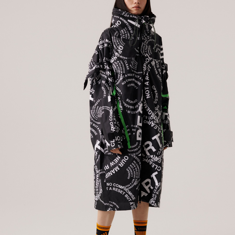 (Women) adidas Stella McCartney Black Logo Print Hooded Jacket HT1099 圖 6