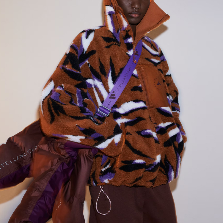 (Women) adidas Stella McCartney Fleece Lined Hoodie Jacket - Dark Brown IK9340 圖 7