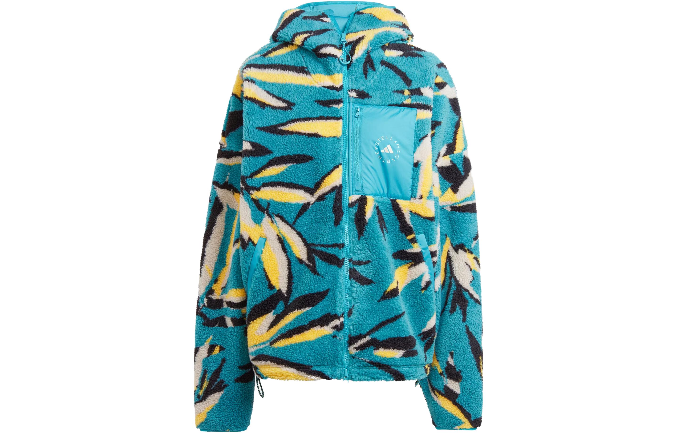 (Women) adidas x Stella McCartney Jacquard Fleece Hoodie Jacket Women’s Gulf Blue. IK9339