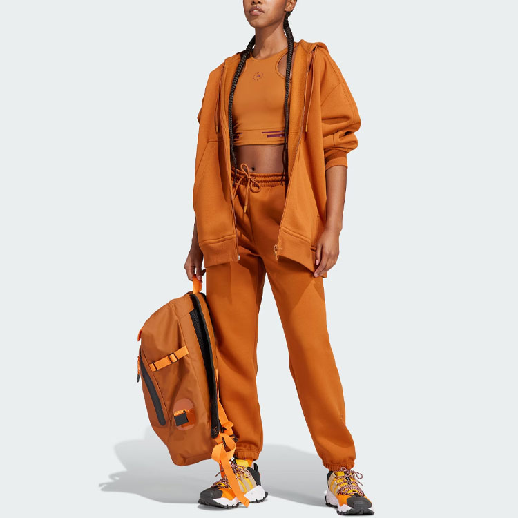 (Women) adidas Stella McCartney Logo Hoodie Jacket Brown Yellow Sportswear IB6851 圖 6