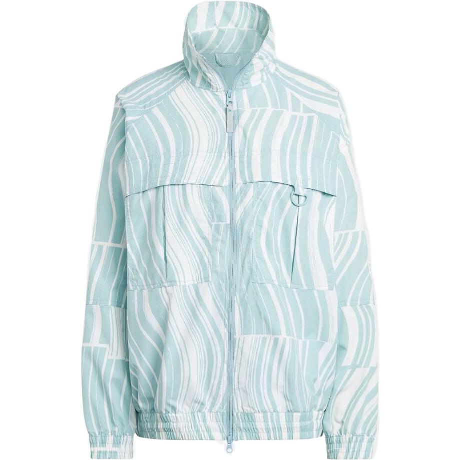 (Women) adidas Stella McCartney Striped Print Full-Zip Jacket White HT1102