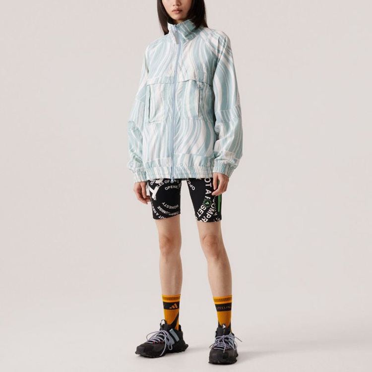 (Women) adidas Stella McCartney Striped Print Full-Zip Jacket White HT1102 圖 4