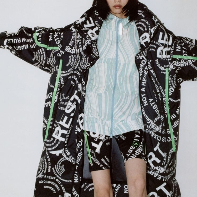 (Women) adidas Stella McCartney Striped Print Full-Zip Jacket White HT1102 圖 5