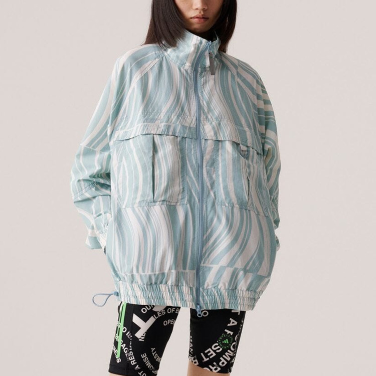 (Women) adidas Stella McCartney Striped Print Full-Zip Jacket White HT1102 圖 6