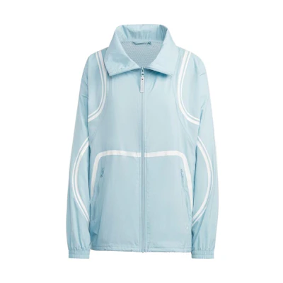 (Women) adidas Stella McCartney Women’s Colorblock Stripe Track Jacket Gray Blue HR6575