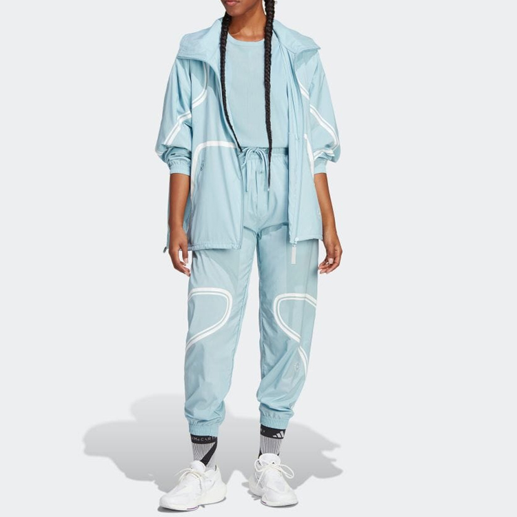 (Women) adidas Stella McCartney Women’s Colorblock Stripe Track Jacket Gray Blue HR6575 圖 3