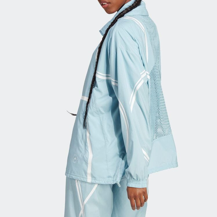 (Women) adidas Stella McCartney Women’s Colorblock Stripe Track Jacket Gray Blue HR6575 圖 5
