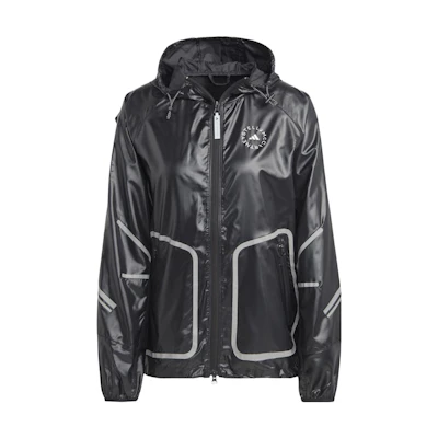 (Women) adidas Stella McCartney Women’s Logo Print Zip Hoodie Jacket - Black IC9717