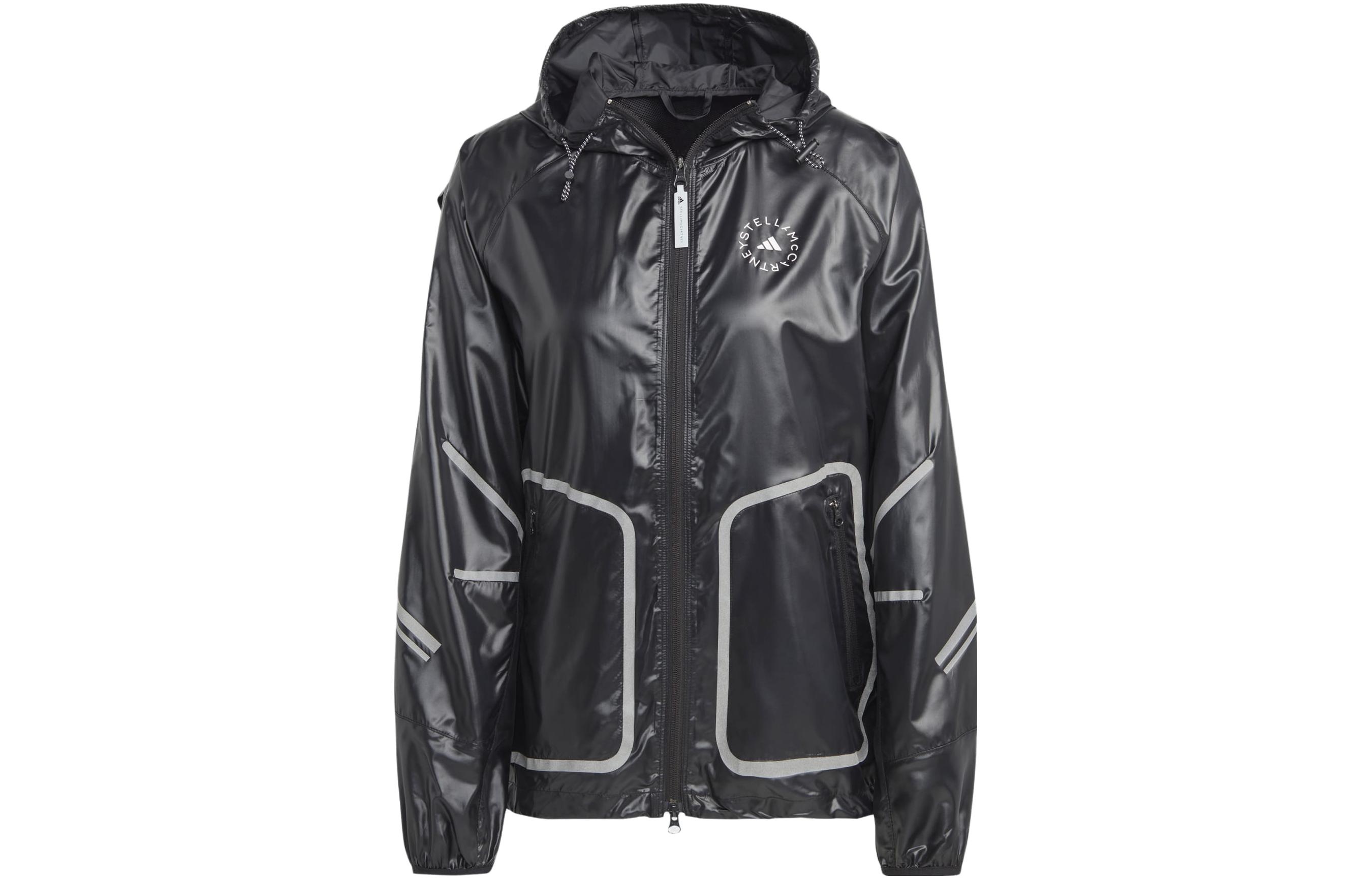 (Women) adidas Stella McCartney Women’s Logo Print Zip Hoodie Jacket - Black IC9717 圖 2