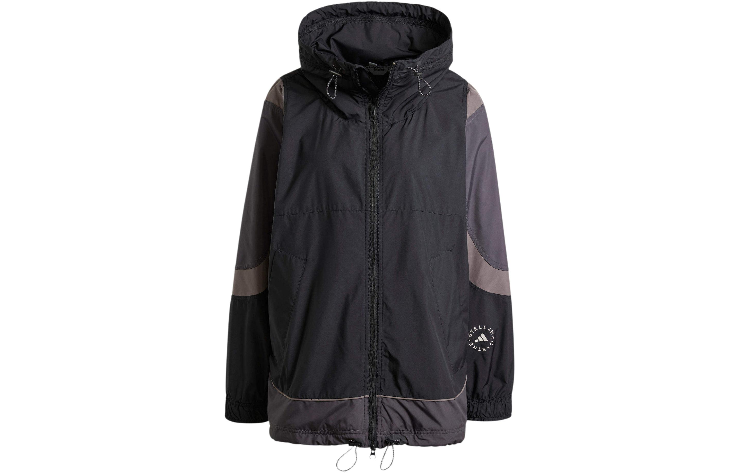 (Women) adidas Stella McCartney Woven Track Top Hooded Jacket Black IN3619 圖 2