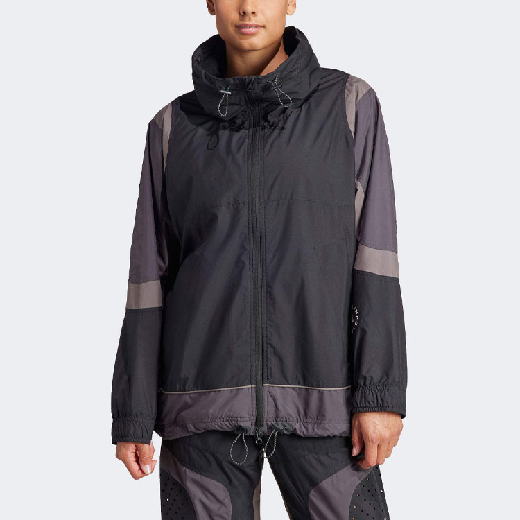 (Women) adidas Stella McCartney Woven Track Top Hooded Jacket Black IN3619 圖 3