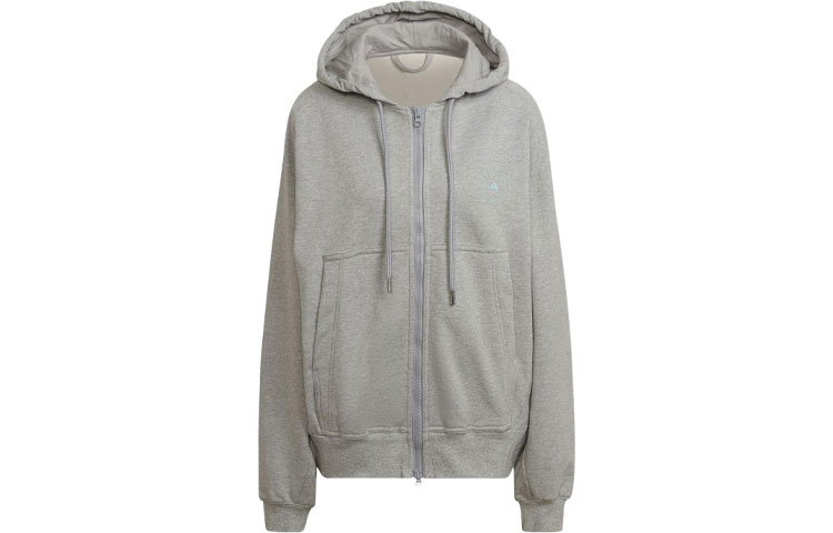 (Women) adidas Stella McCartney Zip-Up Sweatshirt Light Gray Long Sleeve HA8966