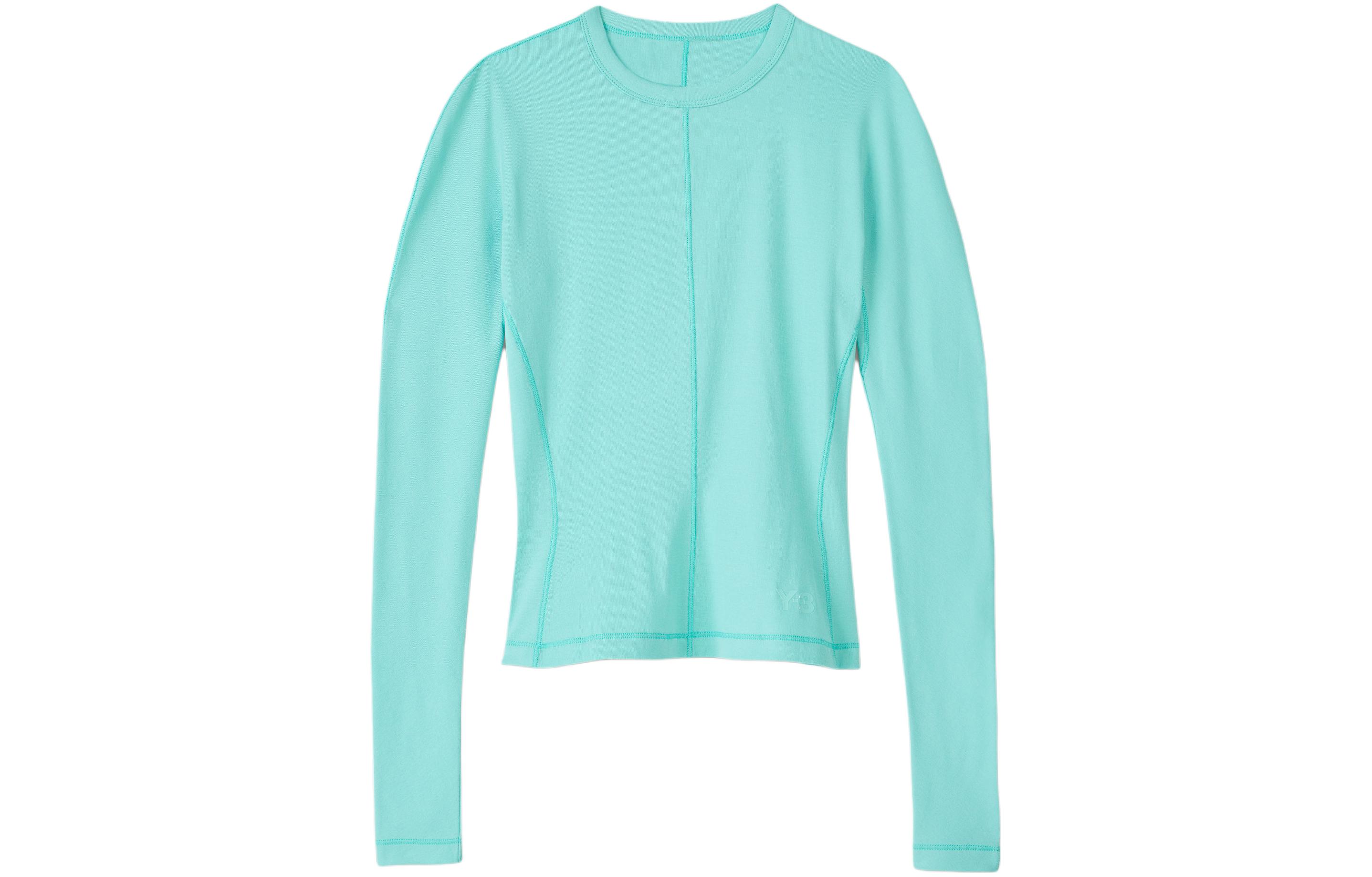 (Women) adidas x Y-3  Fitted Long Sleeve Tee Mint Green Logo Crewneck Shirt. IV7758