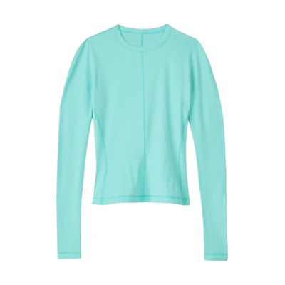 (Women) adidas Y-3 Fitted Long Sleeve Tee Mint Green Logo Crewneck Shirt. IV7758