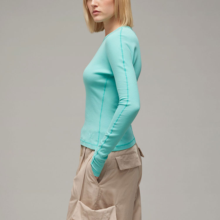 Lookbook (W) adidas x Y-3 Baju Lengan Panjang Hijau Mint Logo Krew Leher. IV7758