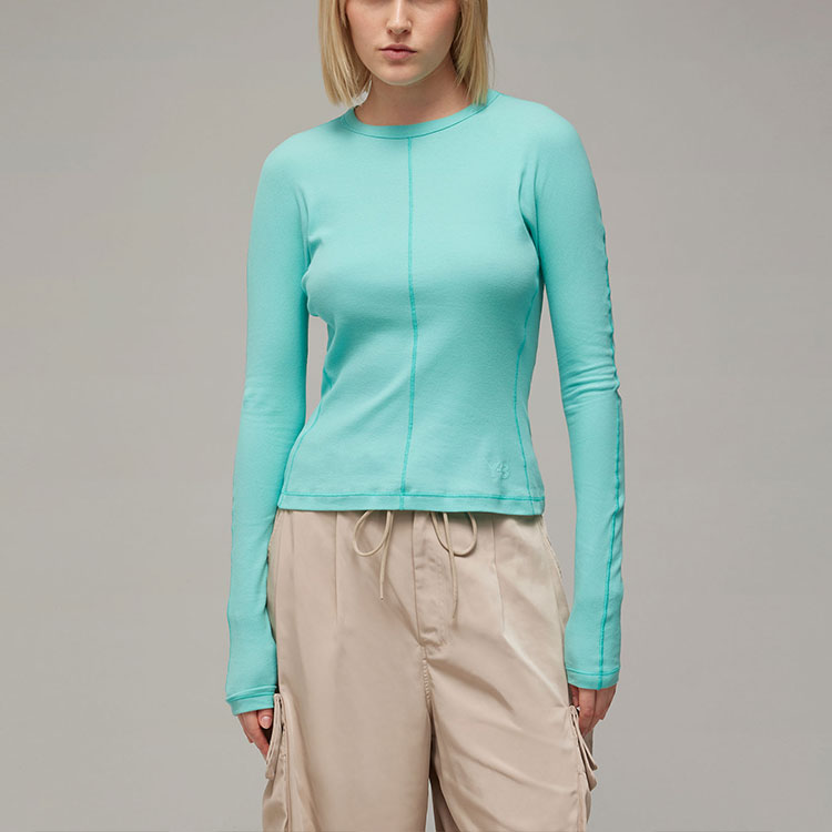 Shop (W) adidas x Y-3 Baju Lengan Panjang Hijau Mint Logo Krew Leher. IV7758