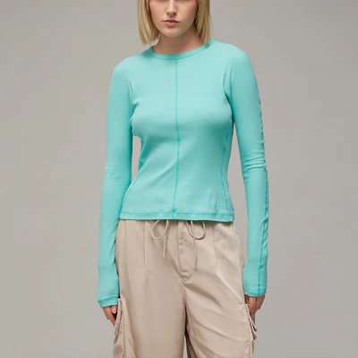 (W) adidas x Y-3 Baju Lengan Panjang Hijau Mint Logo Krew Leher. IV7758 Shop (W) adidas x Y-3 Baju Lengan Panjang Hijau Mint Logo Krew Leher. IV7758