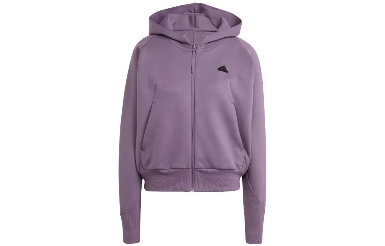 (Women) adidas Z N E Full-Zip Hoodie Shadow Violet Casual Logo Sweatshirt Jacket IN5132