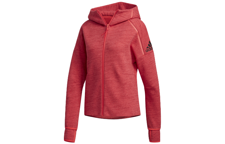 (Women) adidas ZNE Hoodie Fitted Knit Jacket Womens Pink FJ0211