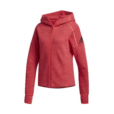 (Women) adidas ZNE Hoodie Fitted Knit Jacket Womens Pink FJ0211