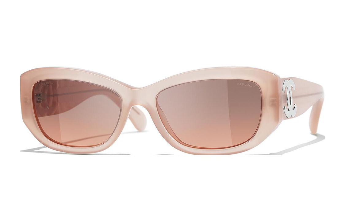 (Women) Adjustable CHANEL Pink Irregular Acetate Transparent Frame Sunglasses CH5493173218 圖 2