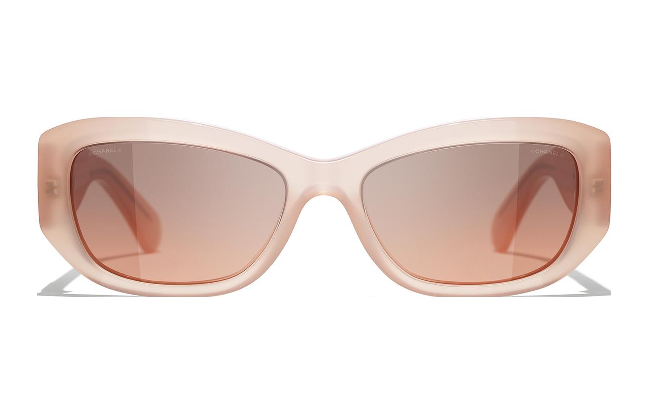 (Women) Adjustable CHANEL Pink Irregular Acetate Transparent Frame Sunglasses CH5493173218 圖 3