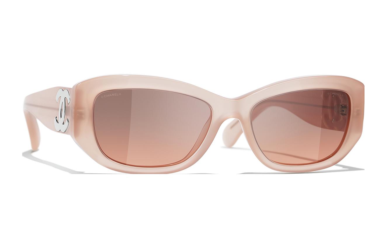 (Women) Adjustable CHANEL Pink Irregular Acetate Transparent Frame Sunglasses CH5493173218 圖 4