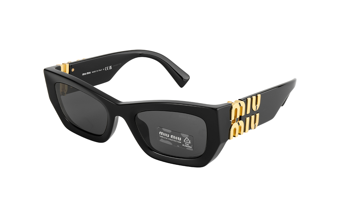 (Women) MIU MIU Butterfly Sunglasses for Women - Black Logo Frame SMU09W-E1AB-F05S0-C-053