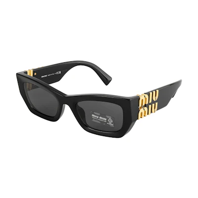 (Women) Adjustable Prescription MIU MIU Butterfly Sunglasses for Women - Black Logo Frame. SMU09W-E1AB-F05S0-C-053