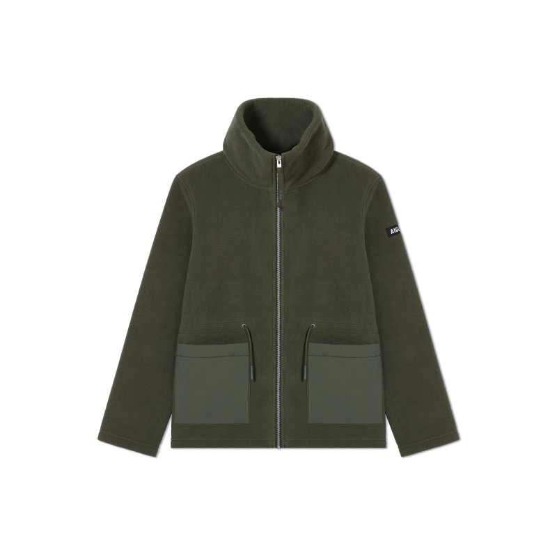 (Women) AIGLE  Avocado Green Outdoor Zip-Up Jacket with Stand Collar. AO268