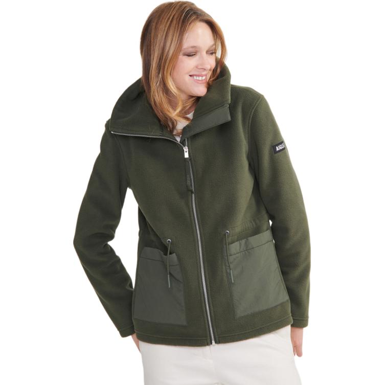 (Women) AIGLE  Avocado Green Outdoor Zip-Up Jacket with Stand Collar. AO268 圖 3