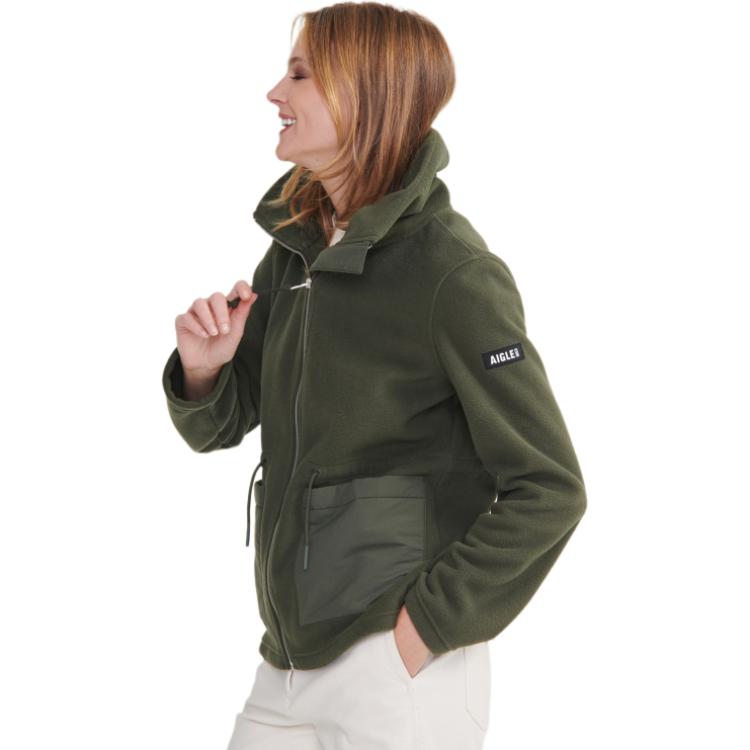 (Women) AIGLE  Avocado Green Outdoor Zip-Up Jacket with Stand Collar. AO268 圖 5