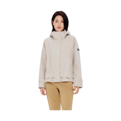 (Women) AIGLE Beige Waterproof Windbreaker Outdoor Jacket with Side Logo. AQ692