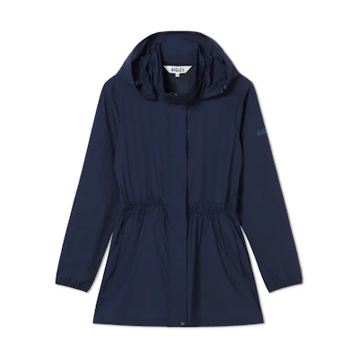 (Women) AIGLE Lightweight Waterproof Sunscreen Jacket with Adjustable Hood Navy. AW813