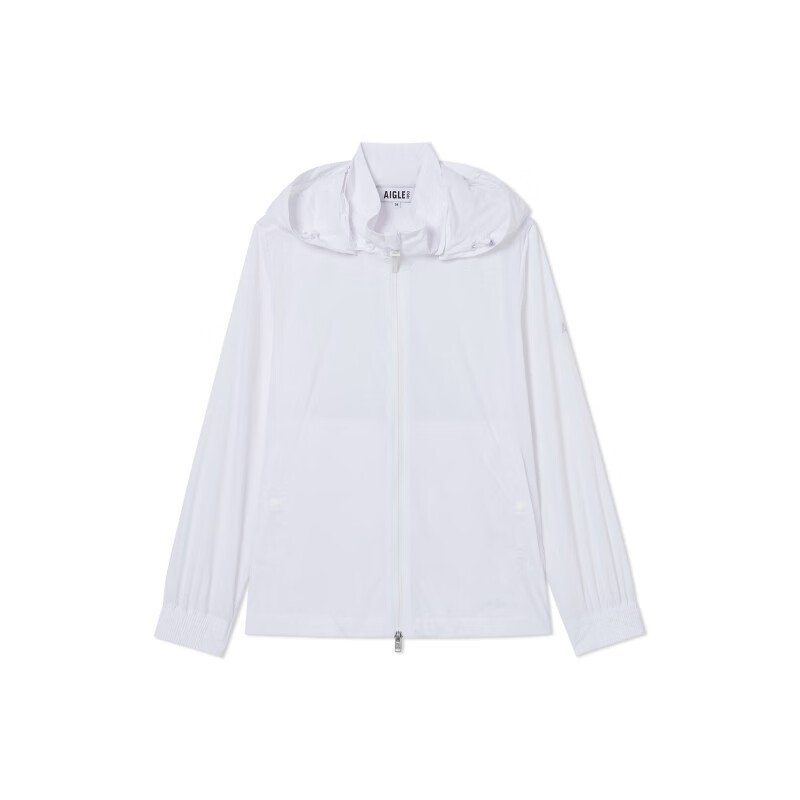 (Women) AIGLE  UV-Resistant Waterproof Hoodie Jacket in Bright White. AW761