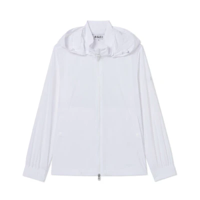 (Women) AIGLE UV-Resistant Waterproof Hoodie Jacket in Bright White. AW761